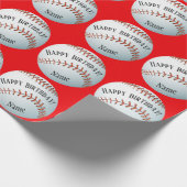 Custom Baller Baseball Name Happy Birthday Wrapping Paper (Corner)