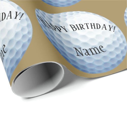 Custom Baller Golf Name Happy Birthday Wrapping Paper