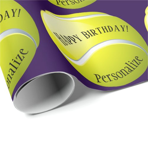 Custom Baller Tennis Ball Name Happy Birthday Wrapping Paper