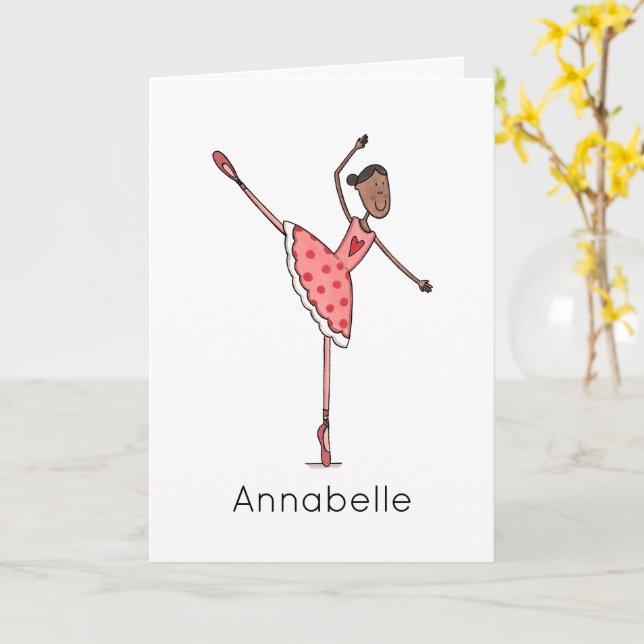 Custom Ballerina Birthday  Card (Yellow Flower)