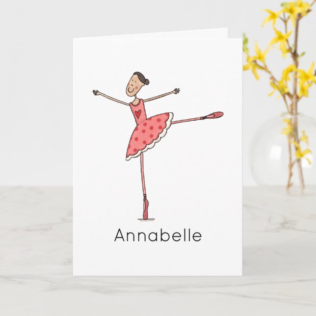 Custom Ballerina Birthday  Card (Yellow Flower)