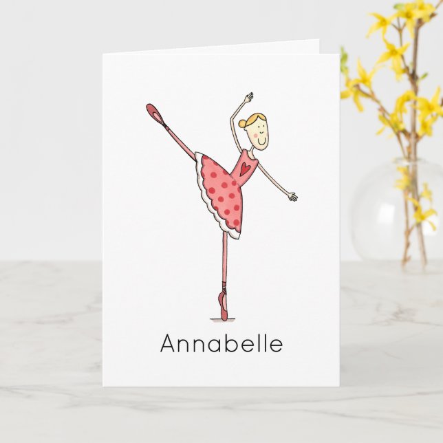 Custom Ballerina Birthday  Card (Yellow Flower)
