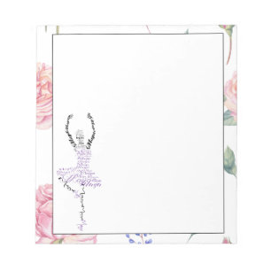 Custom Ballerina Maya   Rose Watercolor Border Notepad