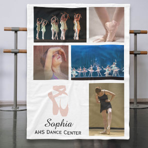 Custom Ballet 5 Photo Collage Dancer's Name Fleece Blanket