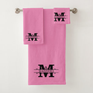 Custom Ballet Pink Fancy Monogram Bath Towel Set
