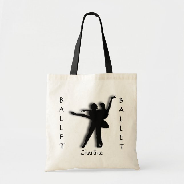 Custom Ballet Silhouette Tote Bag (Front)