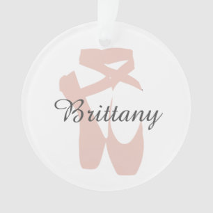 Custom Ballet Slipper Ballerina Dance Center Name Ornament