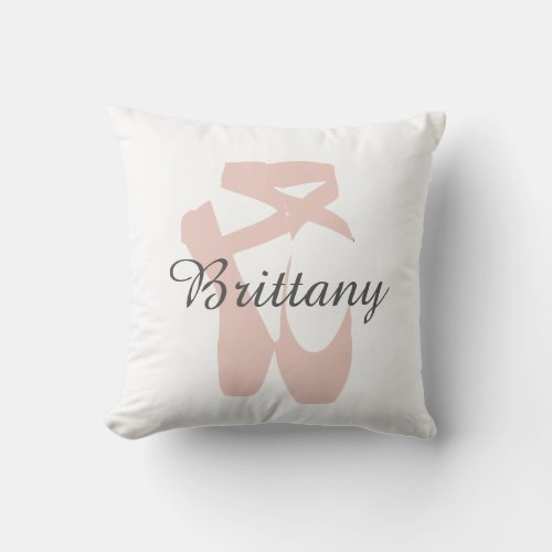 Custom Ballet Slipper Ballerina Dance Center Name Throw Pillow