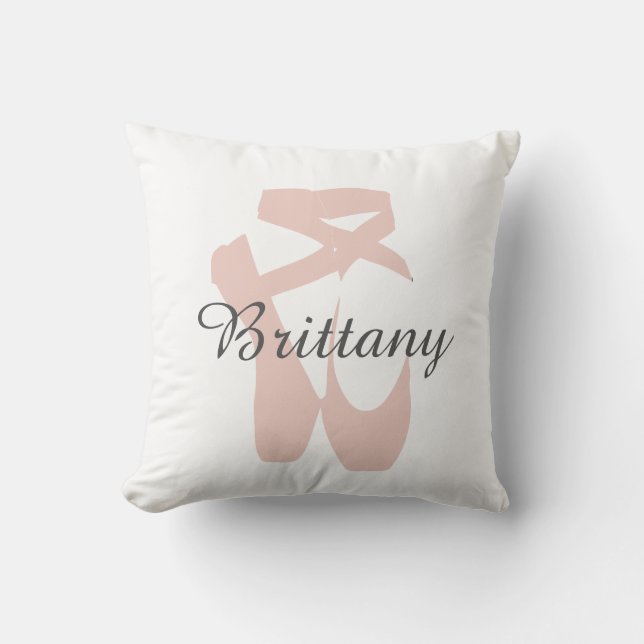Custom Ballet Slipper Ballerina Dance Center Name Throw Pillow (Front)