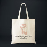 Custom Ballet Slipper Ballerina Dancer Center Name Tote Bag<br><div class="desc">This custom ballet design features ballet slippers and personalized text - add your dancer's name and/or ballet studio name. A perfect gift to acknowledge all the hard work and effort of your daughter's year - also great as a dance teacher gift. Check out our other ballet designs by clicking on...</div>