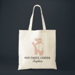 Custom Ballet Slipper Ballerina Dancer Center Name Tote Bag<br><div class="desc">This custom ballet design features ballet slippers and personalized text - add your dancer's name and/or ballet studio name. A perfect gift to acknowledge all the hard work and effort of your daughter's year - also great as a dance teacher gift. Check out our other ballet designs by clicking on...</div>