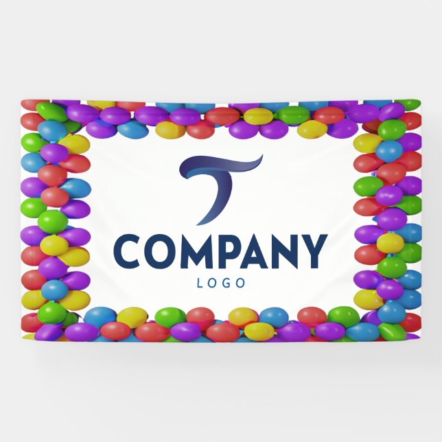 Custom Balloon Border Company Banner Add Your Logo (Horizontal)