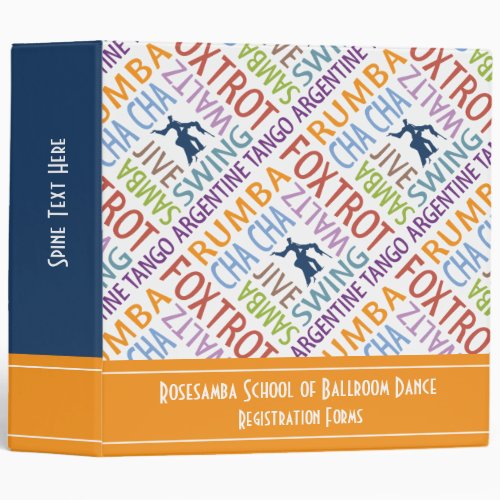 Custom Ballroom Dance School Word Art 3 Ring Binder