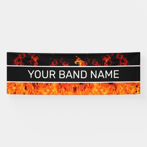 Custom Band Merch Flames Rock  Roll Gig Show Banner
