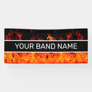 Custom Band Merch Flames Rock & Roll Music Gig Banner