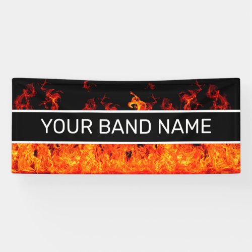 Custom Band Merch Flames Rock  Roll Music Gig Banner