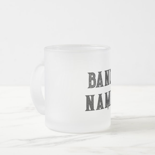 Custom Band Merch Frosted Glass Coffee Mug (Front Left)