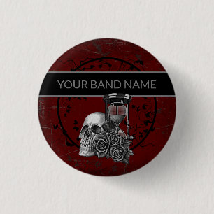 Custom Band Merch Gothic Pin Skull Rose Rock Music