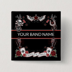 Custom Band Merch Pin Rockabilly Rock Roll Button