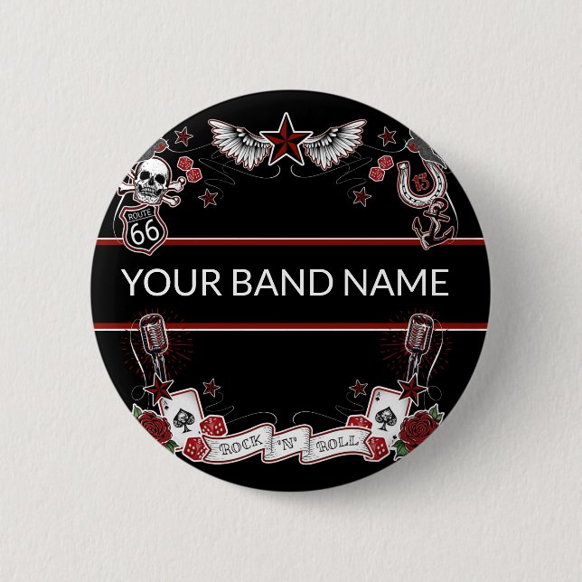 Custom Band Merch Rockabilly Rock & Roll Pin (Front)