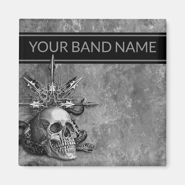 Custom Band Merch Skull Heavy Metal Rock Music Mag Magnet (Front)