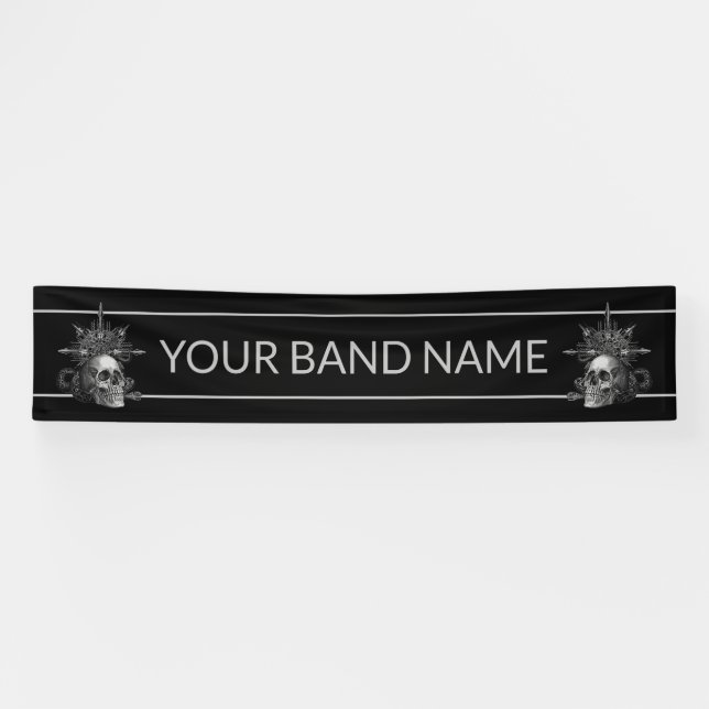 Custom Band Merch Skull Metal Rock Show Music Gig Banner (Horizontal)