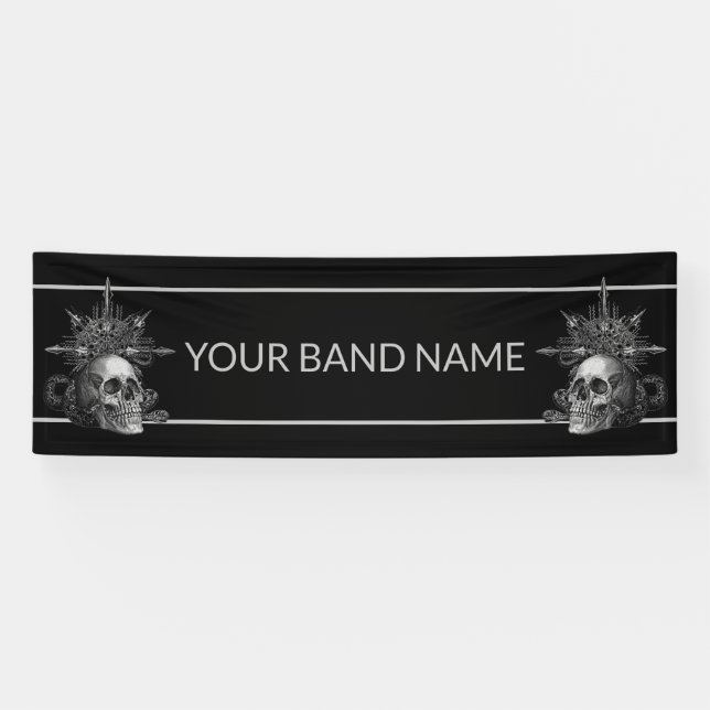 Custom Band Merch Skull Rock Metal Music Concert Banner (Horizontal)