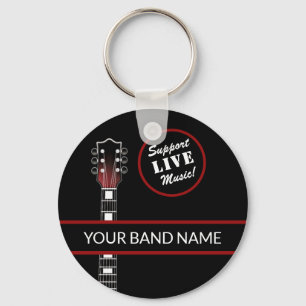 Custom Band Merch Support Live Music Guitar Rock Keychain
