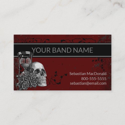 Custom Band Name Rock Skull Rose Musician Music Bu Business Card