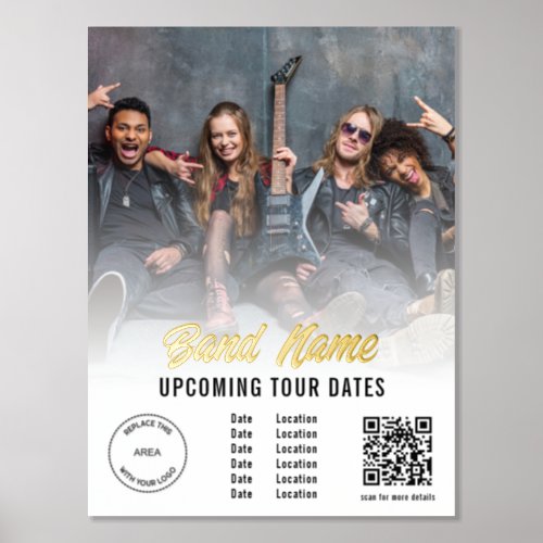 Custom Band Name Tour Dates QR Code Logo  Foil Prints