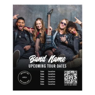 Custom Band Photo Logo QR Gigs Tour Dates Black Flyer