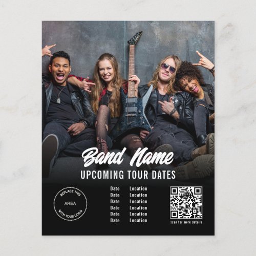 Custom Band Photo Logo QR Gigs Tour Dates Black Flyer