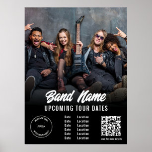 Custom Band Photo Logo QR Gigs Tour Dates Black Poster