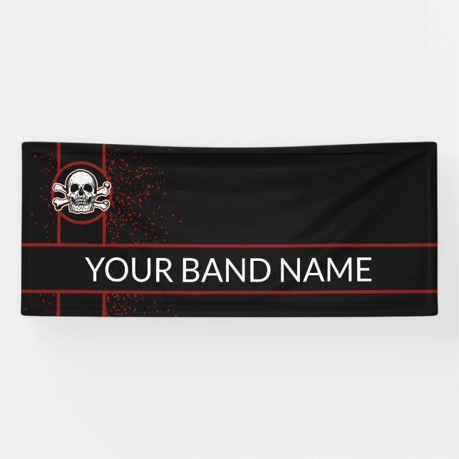 Custom Band Skull Rock Show Music Vinyl Banner (Horizontal)