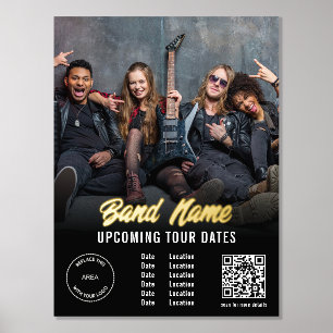 Custom Band Tour Dates QR Code Logo Name Real Foil Foil Prints