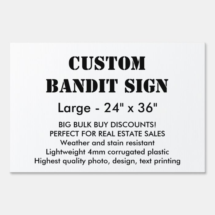 Custom Bandit Sign Large 24" x 36" Zazzle