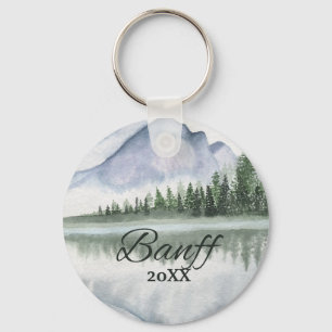 Custom Banff Mountain Lake Trees Keychain