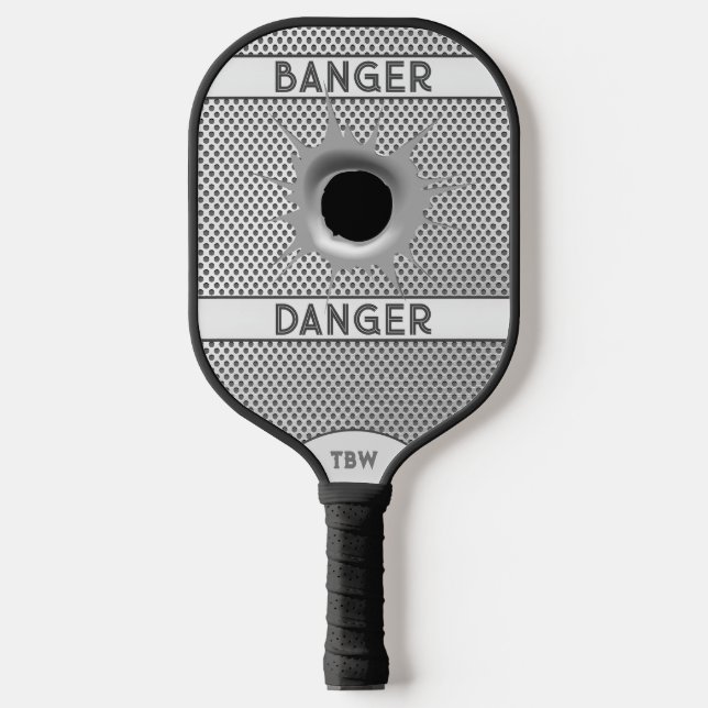 Custom Banger Danger Silver Personalized Pickleball Paddle (Front)