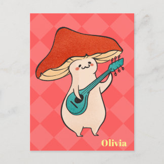 Custom Banjo Mushroom Toadstool 3D Shapes Postcard