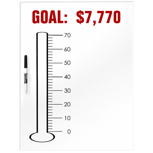 Custom Banner Goal 70 Thermometer Red Black Dry Erase Board (Front)