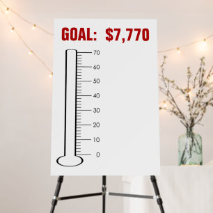 Custom Banner Goal 70 Thermometer Red Black Foam Board