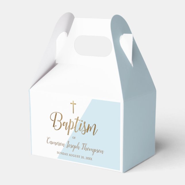Custom baptism Blue baby boy Favor Box (Front Side)