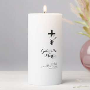 Custom Baptism Candle with dove cross