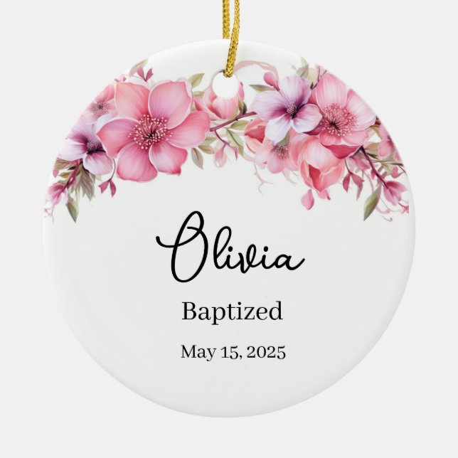 Custom Baptism Ceramic Ornament (Front)