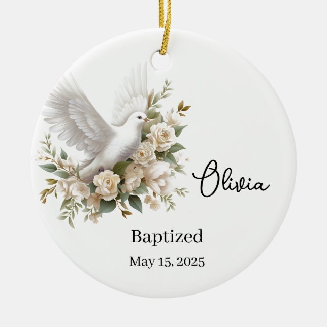 Custom Baptism Ceramic Ornament (Front)