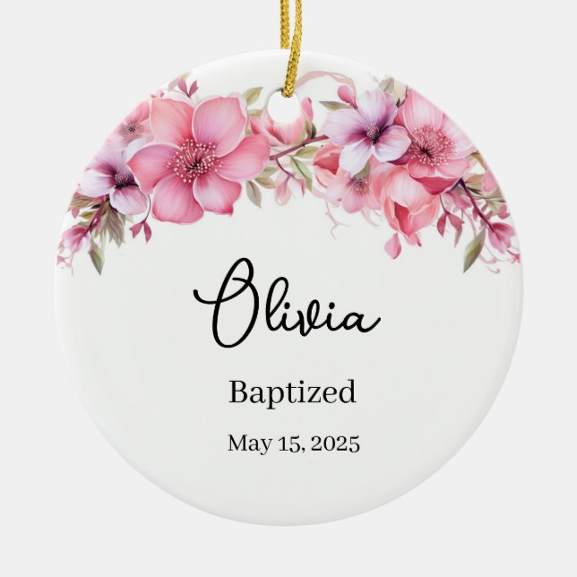Custom Baptism Ceramic Ornament (Front)