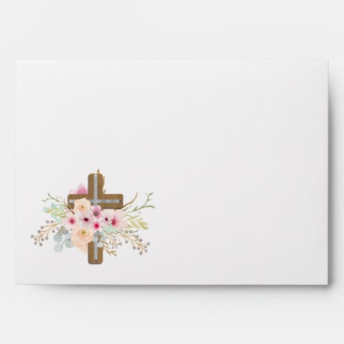 Custom Baptism Communion Confirmation Floral Cross Envelope