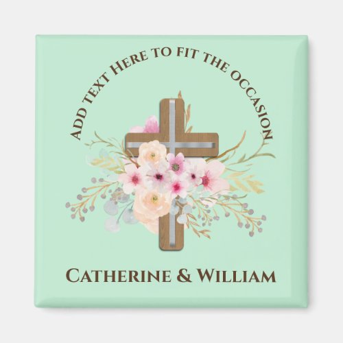 Custom Baptism Communion Confirmation Floral Cross