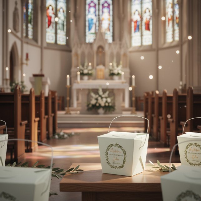 Custom Baptism Favor Box with Olive Wreath  (Creator Uploaded)