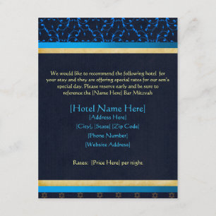 Custom Bar Mitzvah Accommodations Cards
